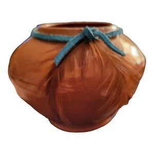 Vintage Studio Art Pottery Terra Cotta Vase Pot Handmade Brown